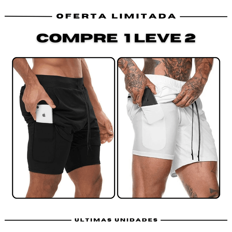 Shorts Comfort-Fit de Compressão - COMPRE 1 LEVE 2 •