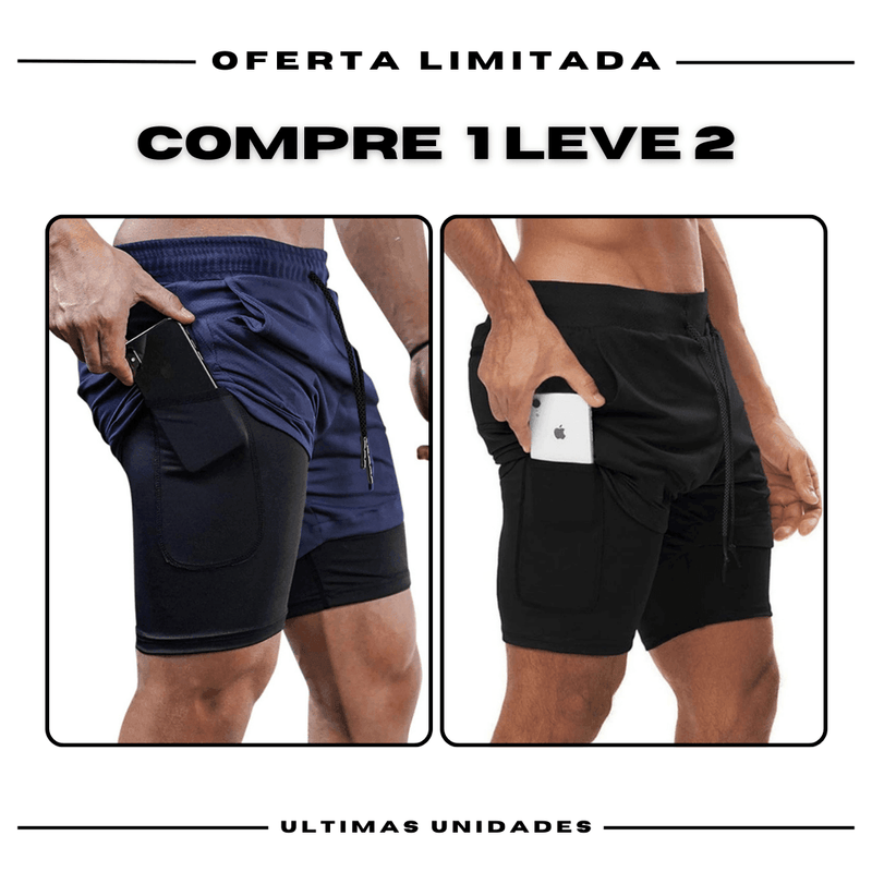 Kit 2 Bermudas de Compressão 2 em 1 Fila ProFit [COMPRE 01 LEVE 02]