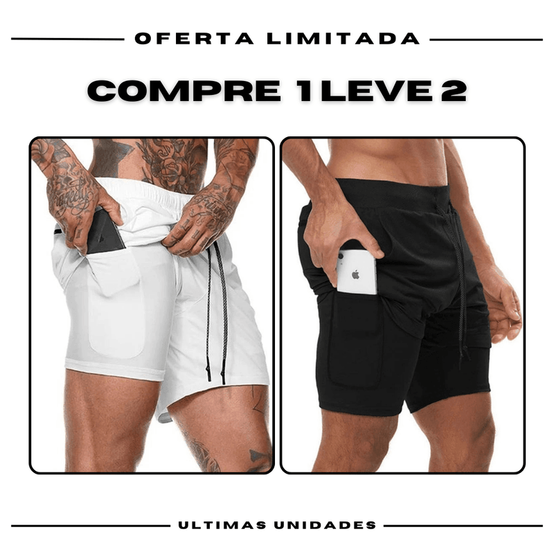 Shorts Comfort-Fit de Compressão - COMPRE 1 LEVE 2 •