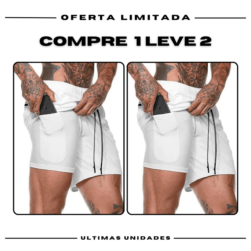 Shorts Comfort-Fit de Compressão - COMPRE 1 LEVE 2 •