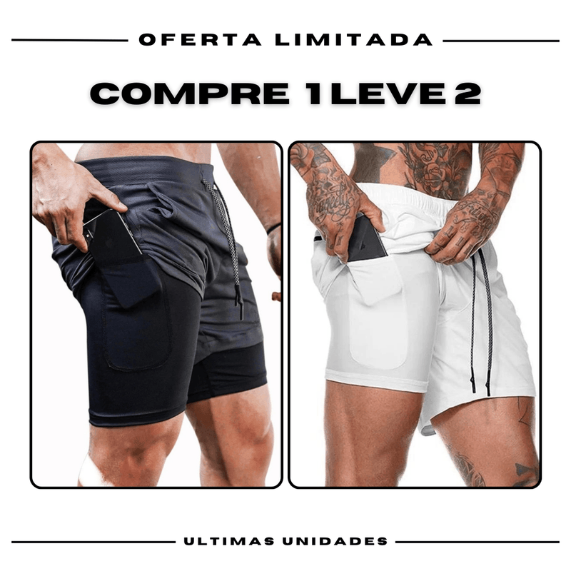 Shorts Comfort-Fit de Compressão - COMPRE 1 LEVE 2 •