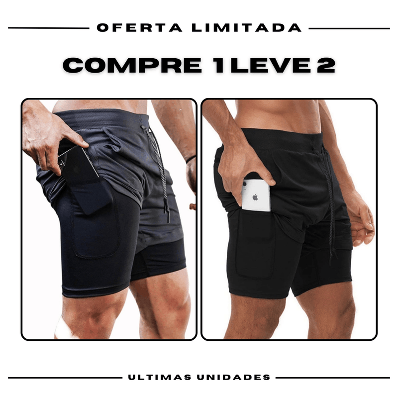 Shorts Comfort-Fit de Compressão - COMPRE 1 LEVE 2 •
