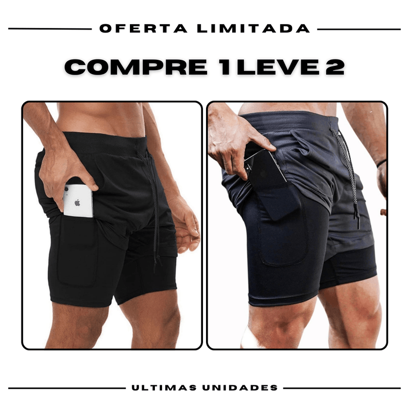 Kit 2 Bermudas de Compressão 2 em 1 Fila ProFit [COMPRE 01 LEVE 02]