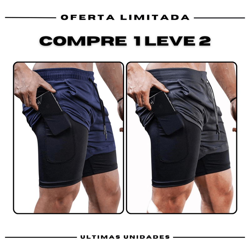 Kit 2 Bermudas de Compressão 2 em 1 Fila ProFit [COMPRE 01 LEVE 02]